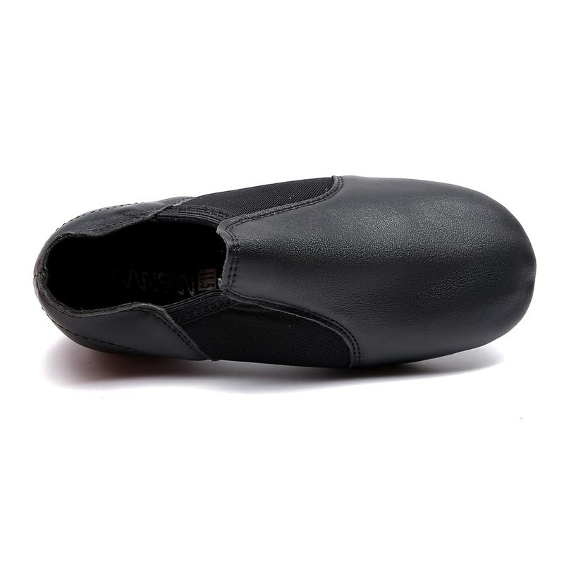 MSMAX أحذية جاز للأطفال من MSMAX مصنوعة من الجلد، سهلة الارتداء، للأداء، مسطحة، سوداء، مقاس 11 M US للأطفال الصغار - Image 4